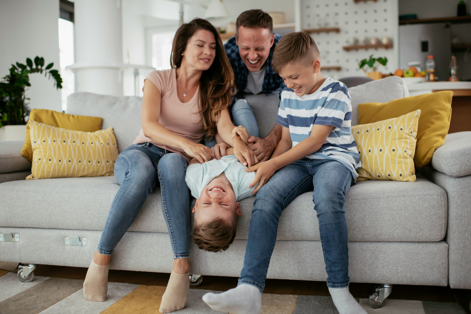 family in living room